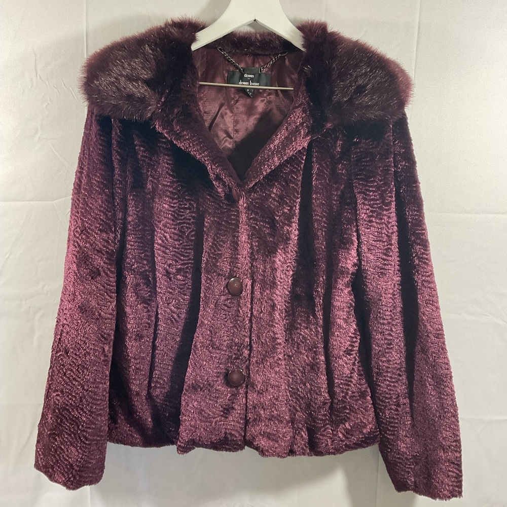 Purple Lined Faux Fur Jacket by Dennis Basso